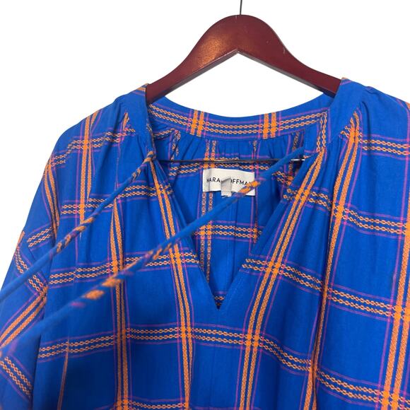 Mara Hoffman Lysa Blue Orange Oversized V neck Maxi dress XS - Picture 4 of 9